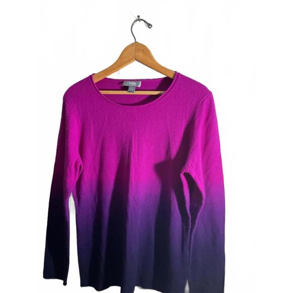Neiman Marcus Cashmere Ombre Pink to Purple Sweater Large - Picture 2 of 7